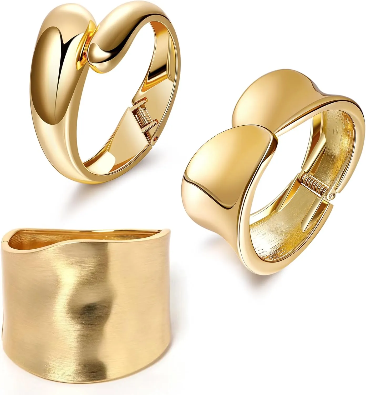 1-3PCS 18K Gold Plated Cuff Bracelets for Women Chunky Wide Bangle Bracelet Irregular Wrist Cuff Wrap Bracelet Trendy Open Cuff Bracelets