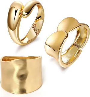 1-3PCS 18K Gold Plated Cuff Bracelets for Women Chunky Wide Bangle Bracelet Irregular Wrist Cuff Wrap Bracelet Trendy Open Cuff Bracelets