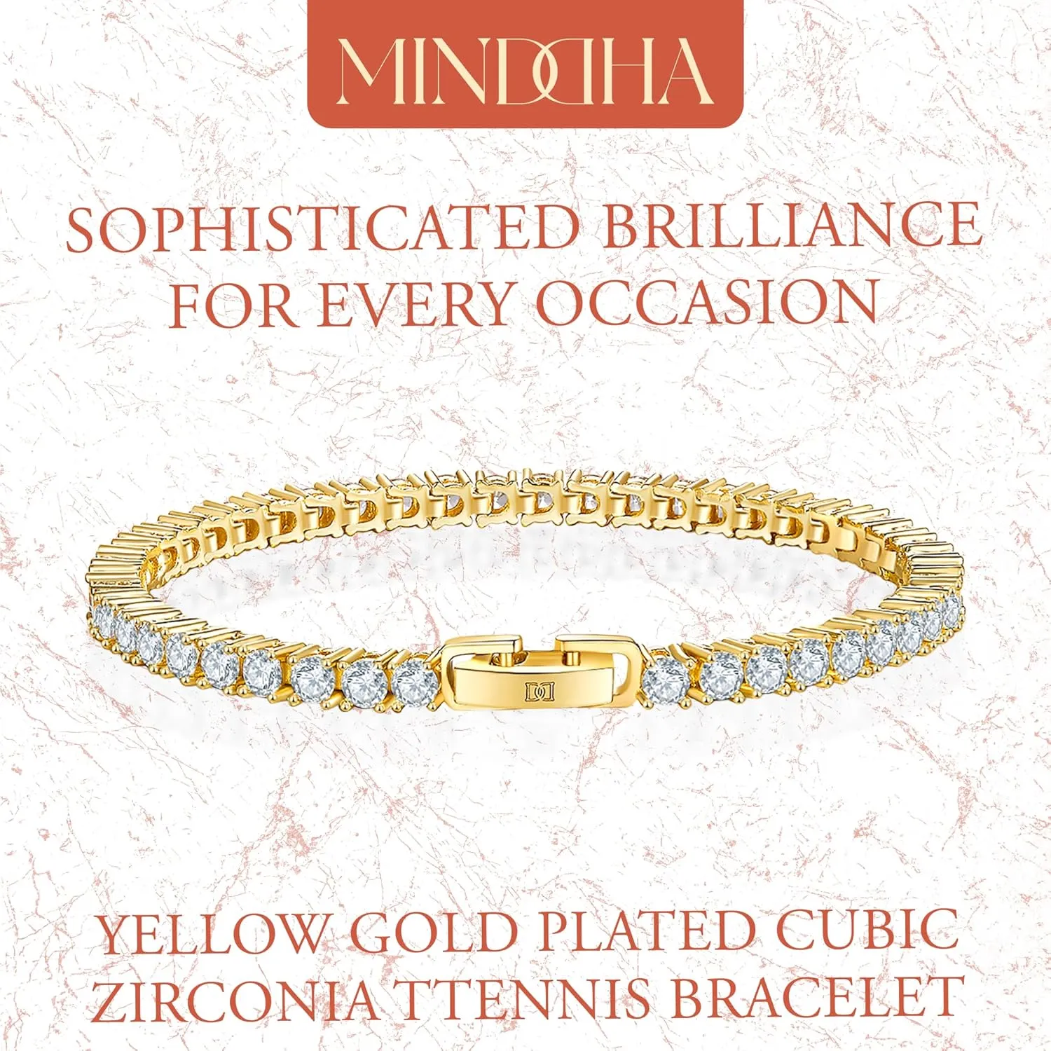 14K Gold Plated 3mm Cubic Zirconia Tennis Bracelet  Elegant CZ Tennis Bracelet for Women, Thin, Dainty, & Classic, Available in Yellow and White Gold Options, Sizes 6-8 Inches