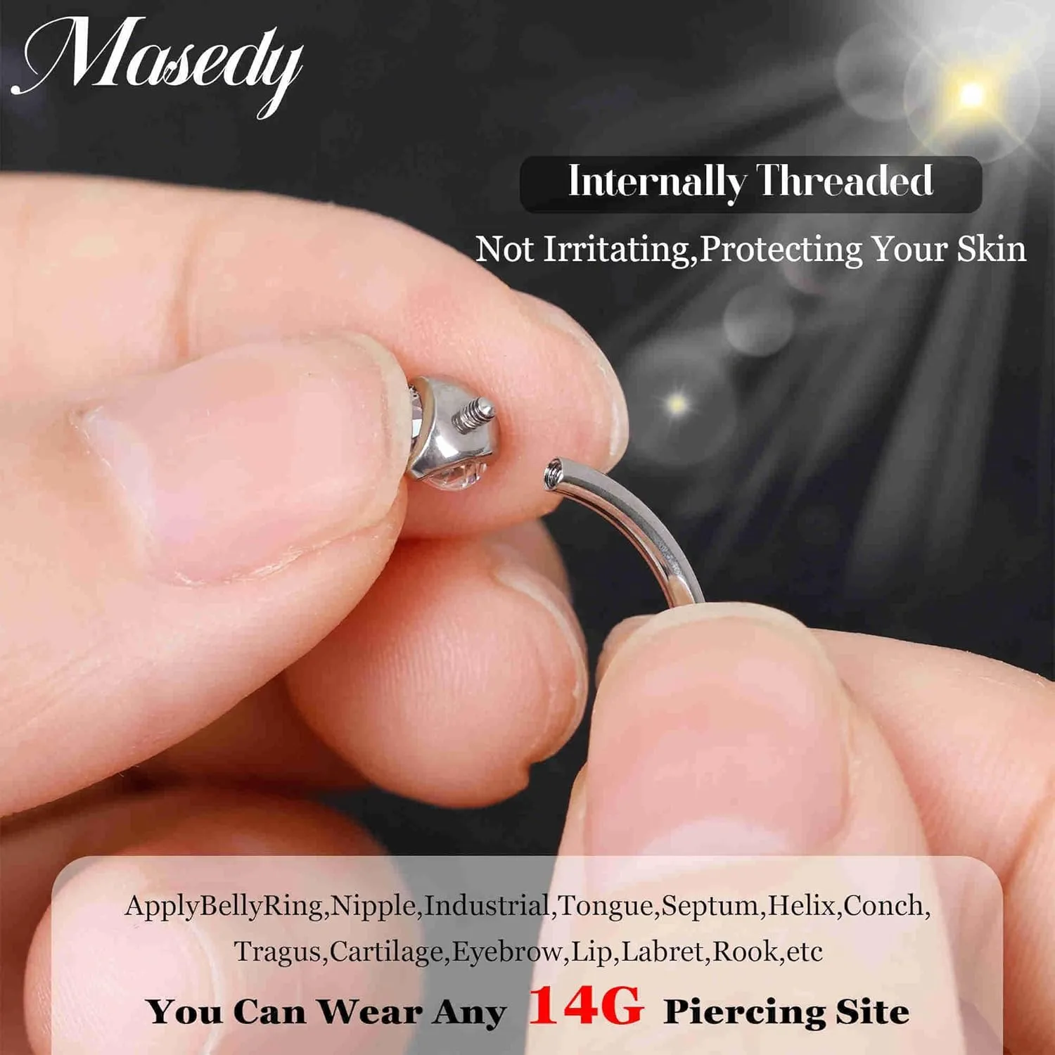 3PCS 14G Titanium Replacement Balls for Piercing Internally Threaded Belly Button Piercing CZ Nipple Tongue Industrial Ring Top Piercing Jewelry Parts 5mm