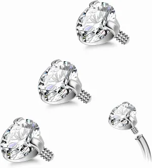 3PCS 14G Titanium Replacement Balls for Piercing Internally Threaded Belly Button Piercing CZ Nipple Tongue Industrial Ring Top Piercing Jewelry Parts 5mm