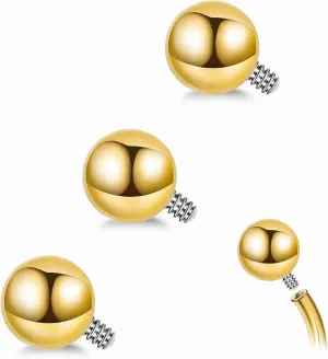3PCS 14G Titanium Replacement Balls for Piercing Internally Threaded Belly Button Piercing CZ Nipple Tongue Industrial Ring Top Piercing Jewelry Parts 5mm