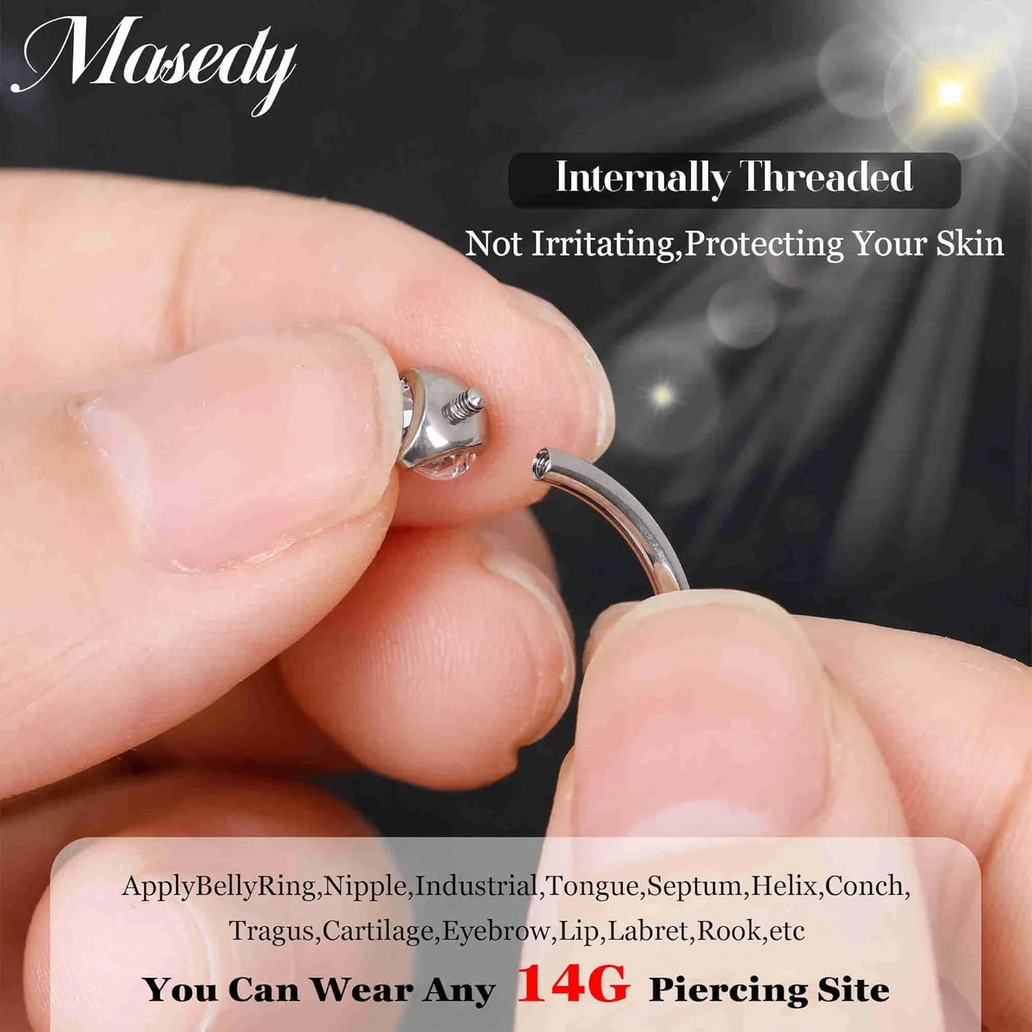 3PCS 14G Titanium Replacement Balls for Piercing Internally Threaded Belly Button Piercing CZ Nipple Tongue Industrial Ring Top Piercing Jewelry Parts 5mm