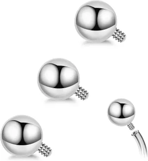 3PCS 14G Titanium Replacement Balls for Piercing Internally Threaded Belly Button Piercing CZ Nipple Tongue Industrial Ring Top Piercing Jewelry Parts 5mm