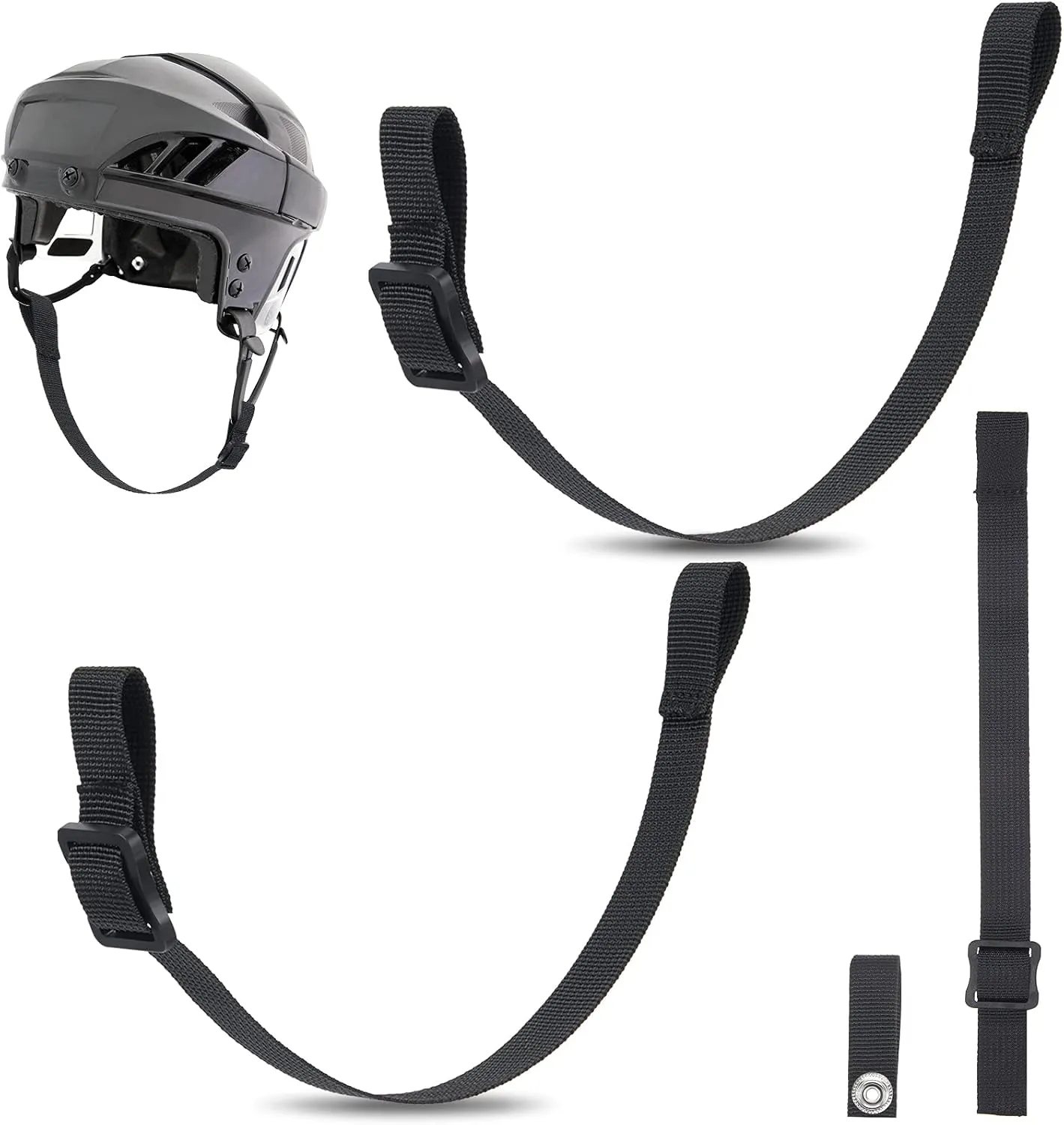 4 Sets Hockey Helmet Chin Strap Single Snap Detachable Ice Hockey Helmet Sports Chin Strap Replacement Ear Loops with an Adjustable Buckle Accessory Repair Kit