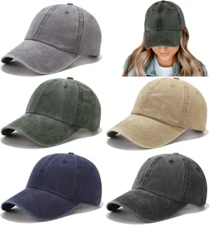 5 Pieces Vintage Washed Plain Baseball Cap Distressed Dad Golf Hat for Men Women