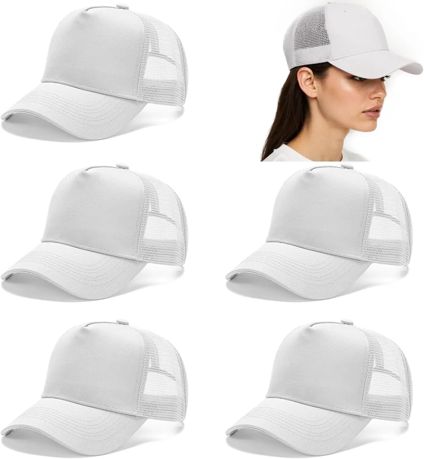 5 Pieces Vintage Washed Plain Baseball Cap Distressed Dad Golf Hat for Men Women