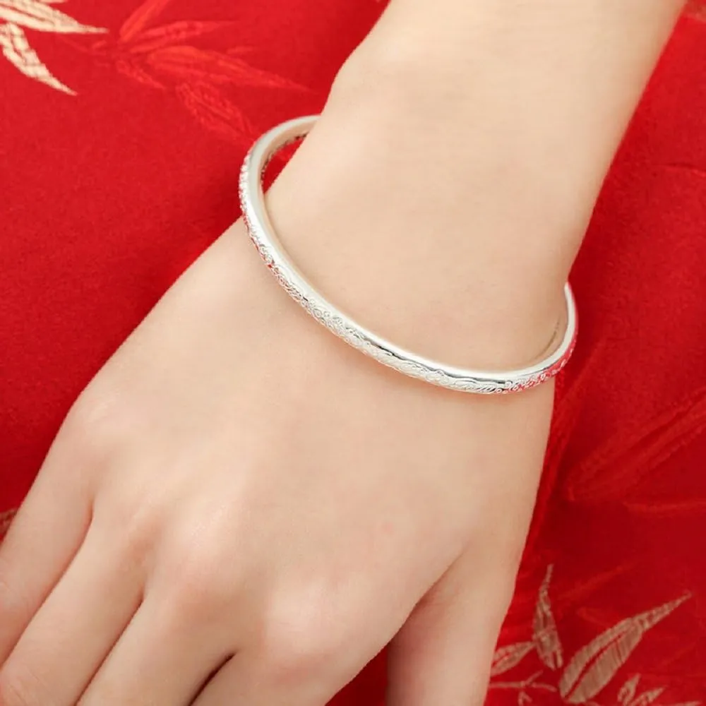 999 Solid Sterling Silver Bangle Cuff Bracelets for Women's | Sterling Silver Bracelet | Silver Jewelry | Silver Bracelets for Women | Jewelry for Women | Charm Bracelets for Women
