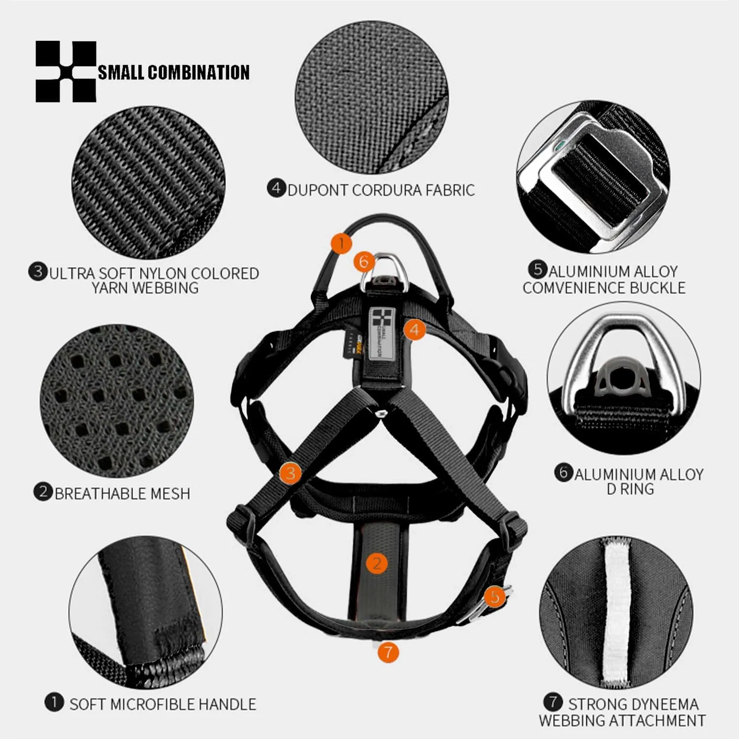 Adjustable Dog Harness with Handle, Padded Comfort,Small, Medium and Large Dogs (Black, S)