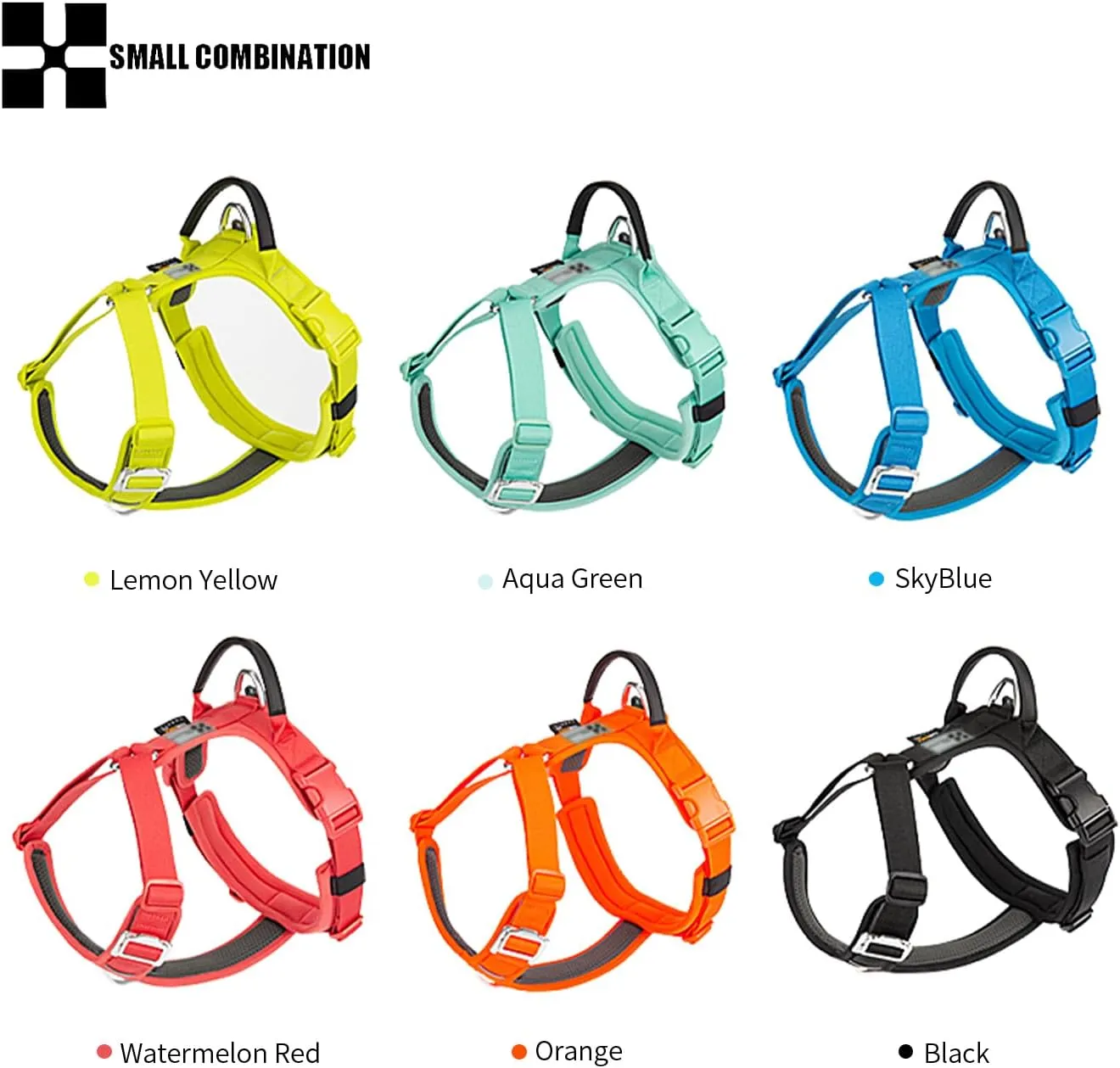 Adjustable Dog Harness with Handle, Padded Comfort,Small, Medium and Large Dogs (Black, S)