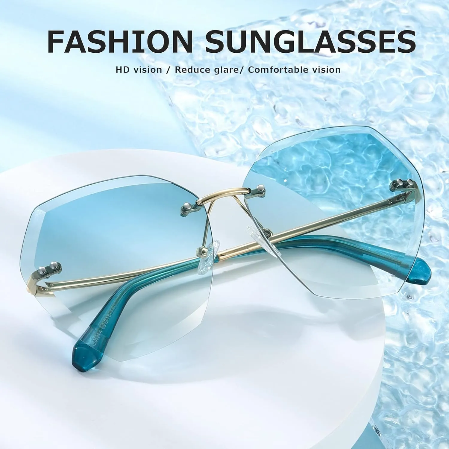 AEVOGUE Sunglasses For Women Oversized Rimless Diamond Cutting Lens Sun Glasses AE0534