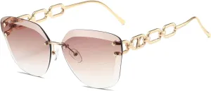 AEVOGUE Sunglasses For Women Oversized Rimless Diamond Cutting Lens Sun Glasses AE0534