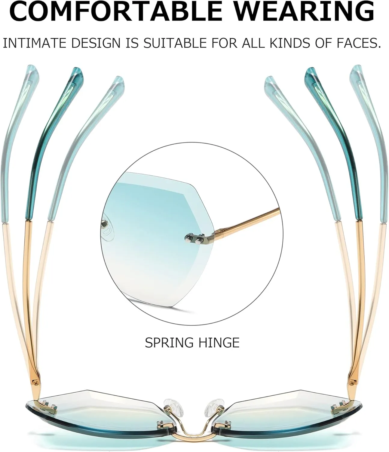 AEVOGUE Sunglasses For Women Oversized Rimless Diamond Cutting Lens Sun Glasses AE0534