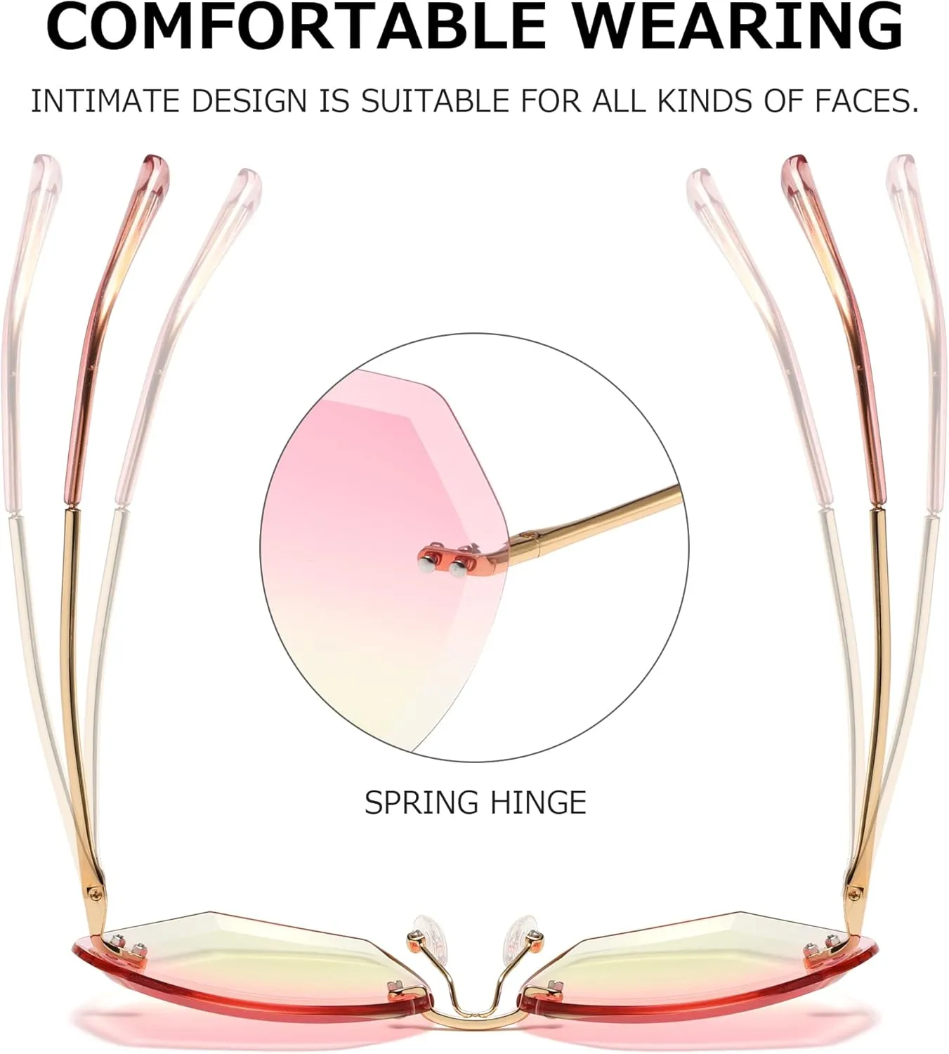 AEVOGUE Sunglasses For Women Oversized Rimless Diamond Cutting Lens Sun Glasses AE0534