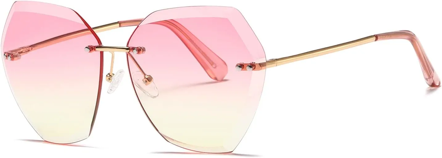 AEVOGUE Sunglasses For Women Oversized Rimless Diamond Cutting Lens Sun Glasses AE0534
