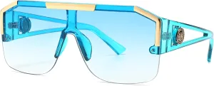 AIEYEZO Square Oversized Sunglasses Flat Top Shield Sun Glasses for Men Women One Lens Square Shades