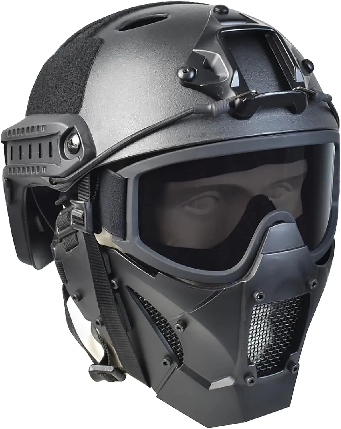 Airsoft Mask Heavy Duty Tactical Protective Mask with Anti-Fog Goggles Eye Protection and Tactical Fast Helmet Impact Resistant for Hunting Paintball CS Game BB Gun Shooting