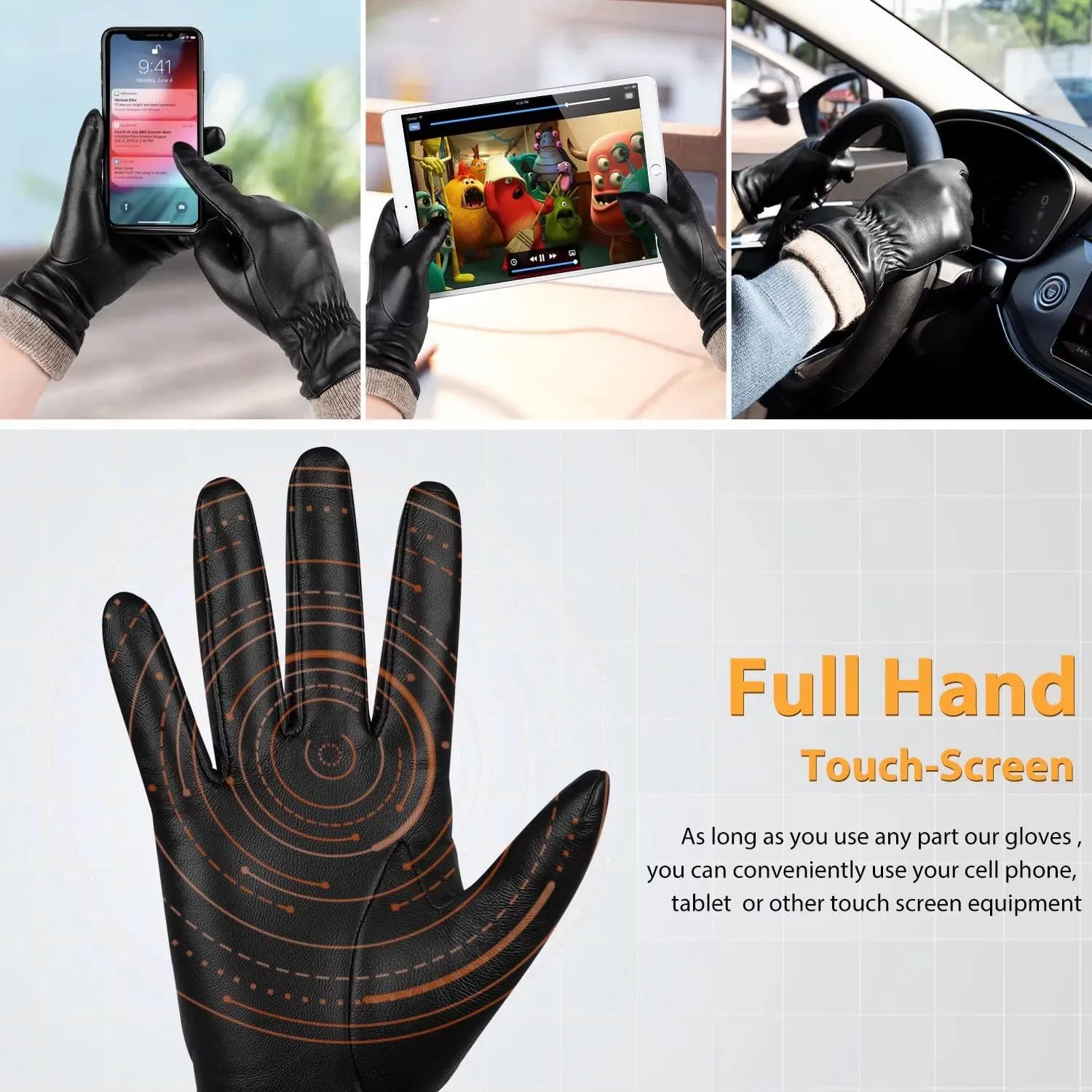 Alepo Genuine Sheepskin Leather Gloves For Women, Winter Warm Touchscreen Texting Cashmere Lined Driving Motorcycle Dress