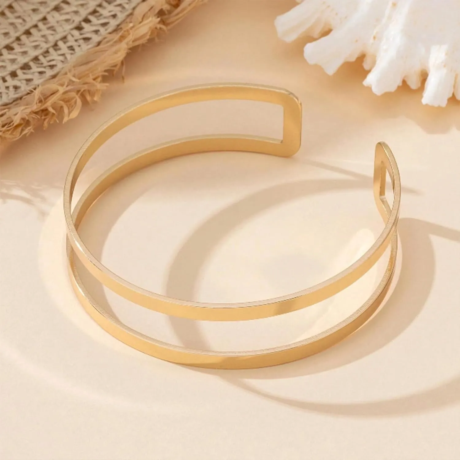 Arm Cuff Bracelet for Women Gold Arm Cuff Upper Arm Layered Cuff Bangle Bracelet Minimalist Armband Stackable Jewelry for Summer Beach