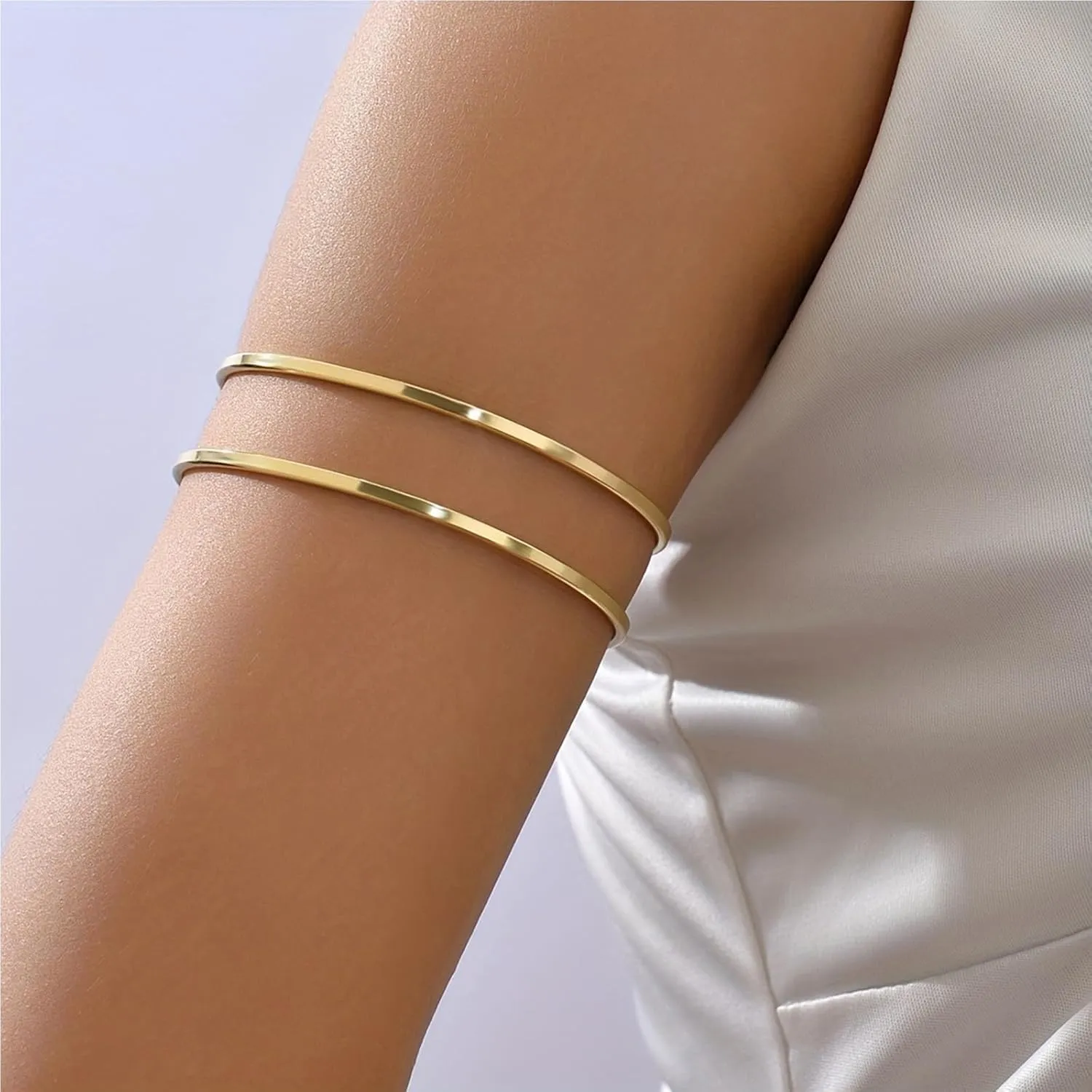 Arm Cuff Bracelet for Women Gold Arm Cuff Upper Arm Layered Cuff Bangle Bracelet Minimalist Armband Stackable Jewelry for Summer Beach