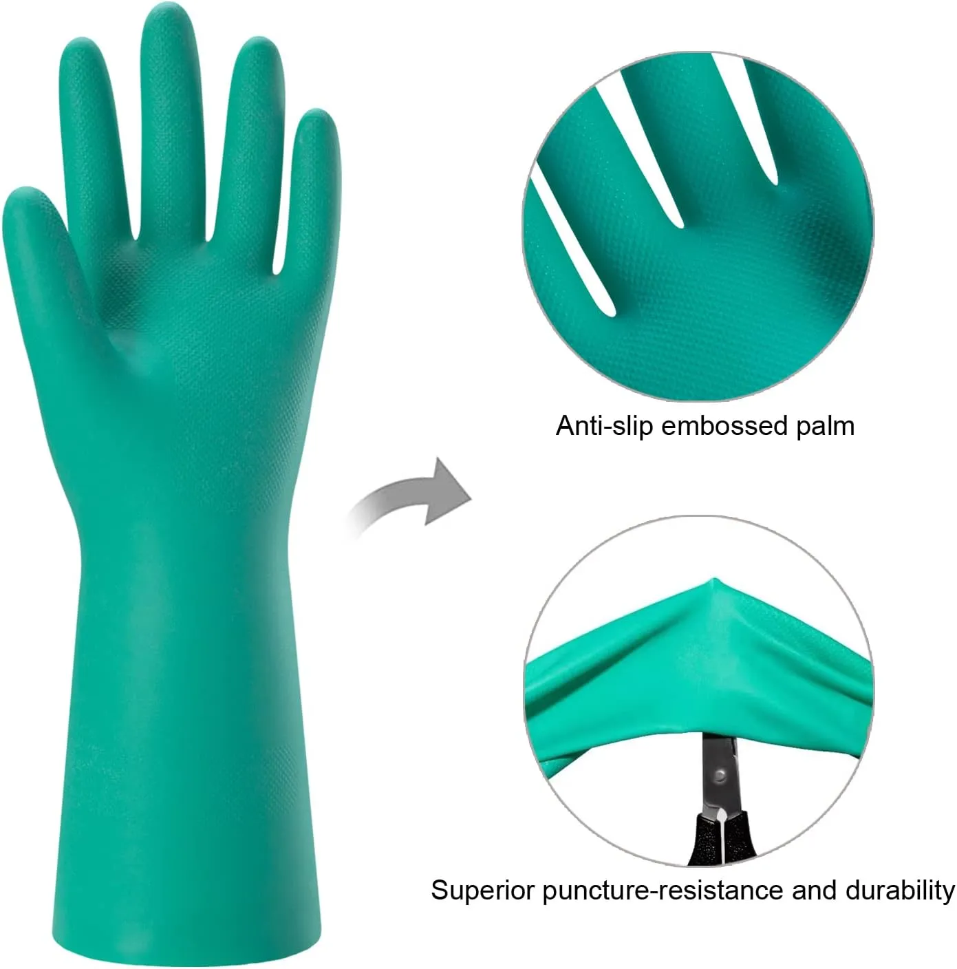Bamllum 2 Pairs Reusable Kitchen Gloves for Washing Dishes - Nitrile Rubber Dishwashing Gloves, Reusable Household Cleaning Gloves, Flexible Durable & Non-Slip (Medium, Green Blue)