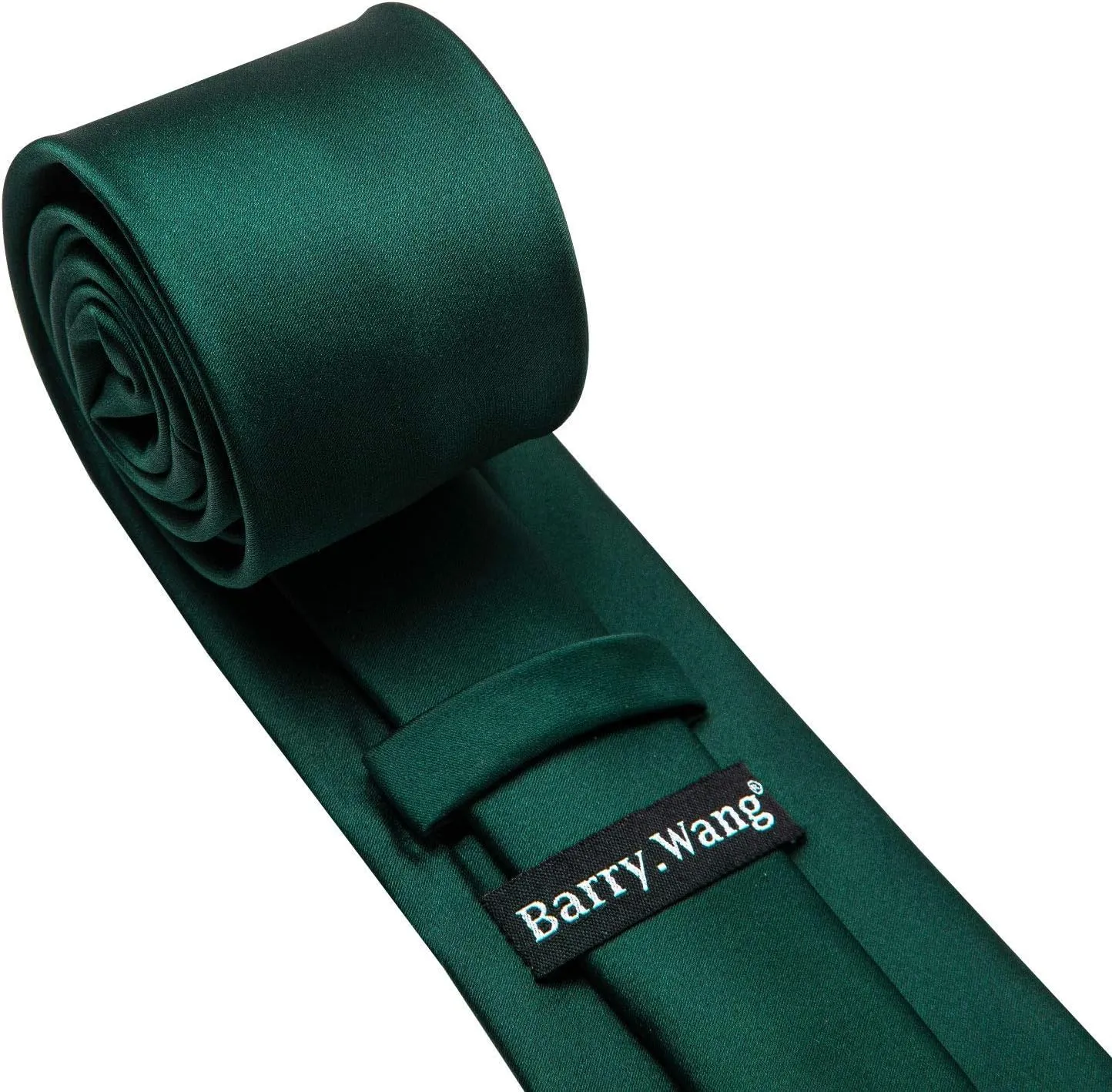Barry.Wang Plain Men Silk Ties Extra Long Stain Necktie for Wedding Business Handkerchief Cufflinks Set Solid Colors