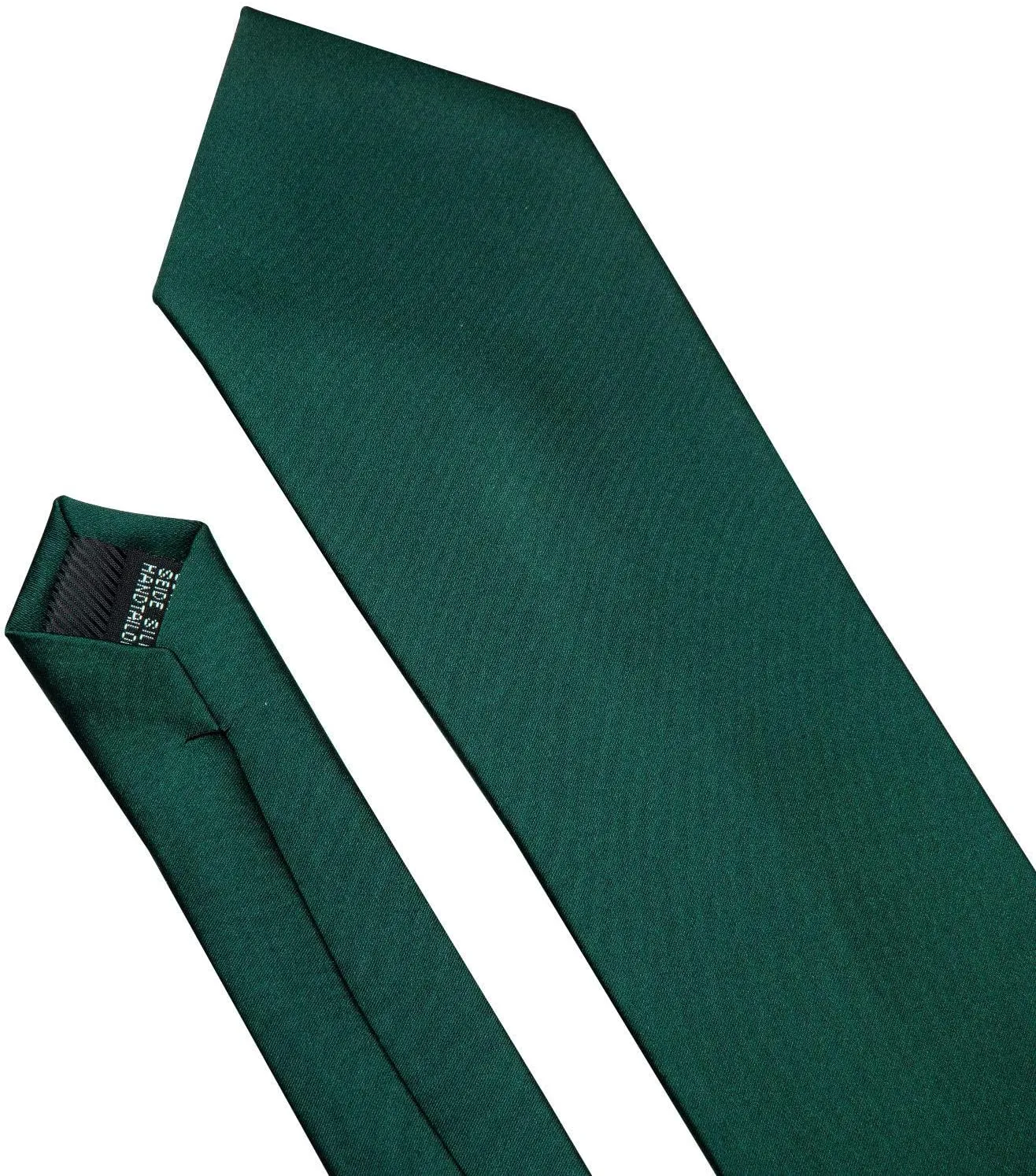 Barry.Wang Plain Men Silk Ties Extra Long Stain Necktie for Wedding Business Handkerchief Cufflinks Set Solid Colors