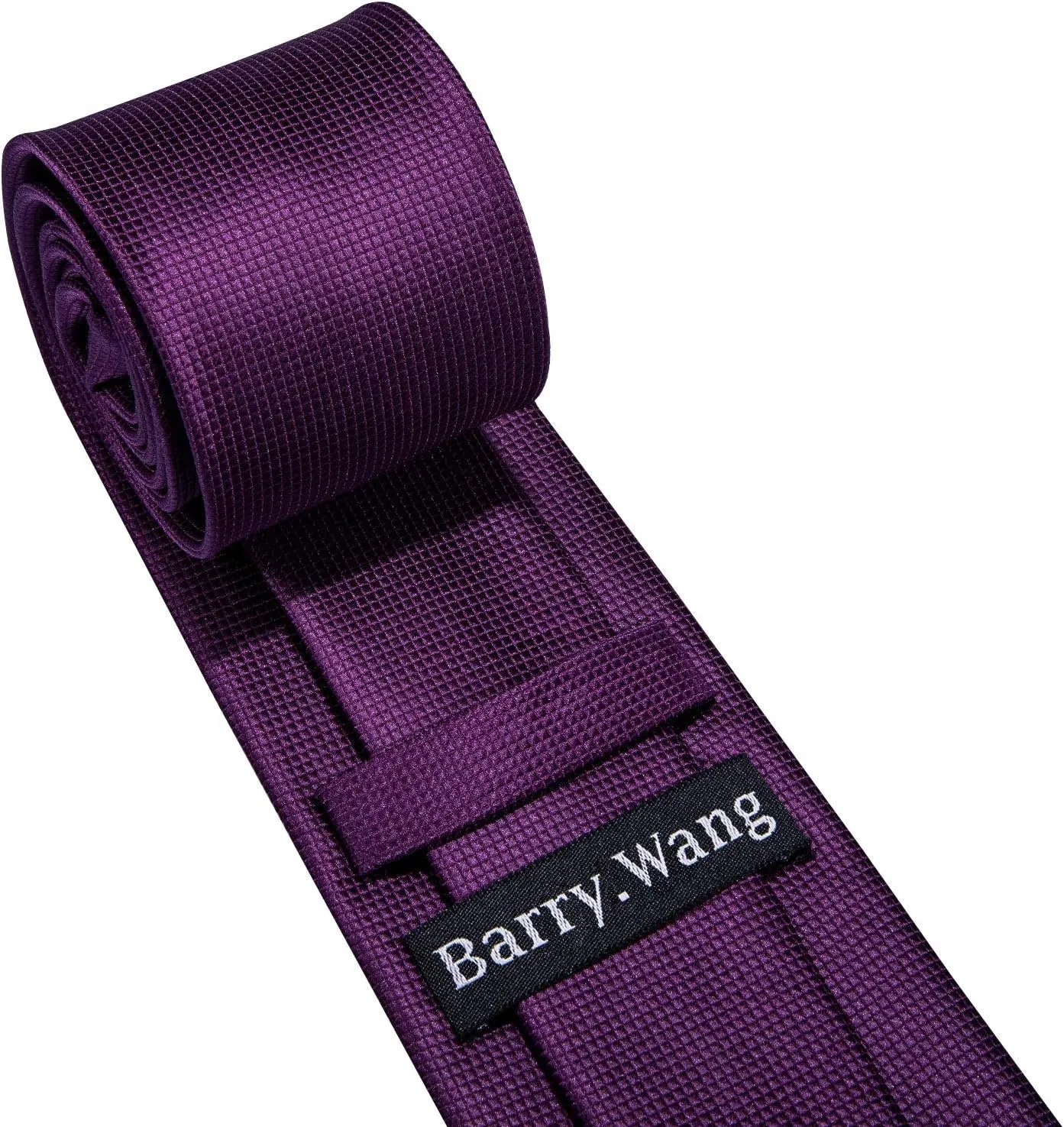Barry.Wang Plain Men Silk Ties Extra Long Stain Necktie for Wedding Business Handkerchief Cufflinks Set Solid Colors