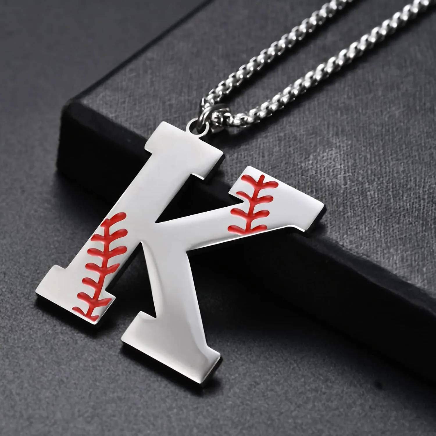 Baseball Necklace for Men Boys,Initial A-Z Letter Baseball Jewelry Pendant Baseball Gifts for Boys Boyfriend Coach Dad