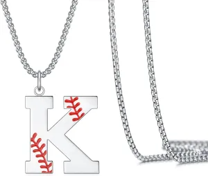 Baseball Necklace for Men Boys,Initial A-Z Letter Baseball Jewelry Pendant Baseball Gifts for Boys Boyfriend Coach Dad