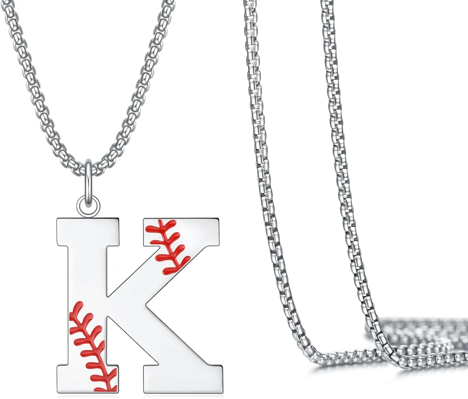 Baseball Necklace for Men Boys,Initial A-Z Letter Baseball Jewelry Pendant Baseball Gifts for Boys Boyfriend Coach Dad