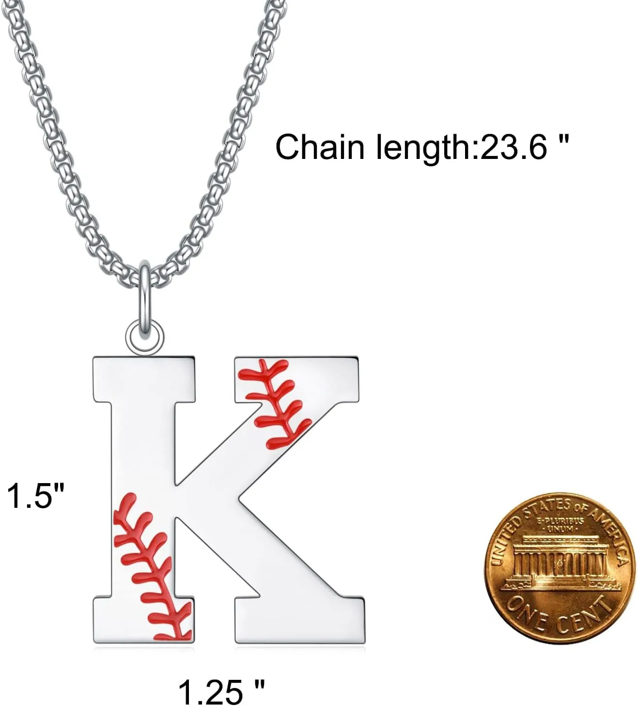 Baseball Necklace for Men Boys,Initial A-Z Letter Baseball Jewelry Pendant Baseball Gifts for Boys Boyfriend Coach Dad