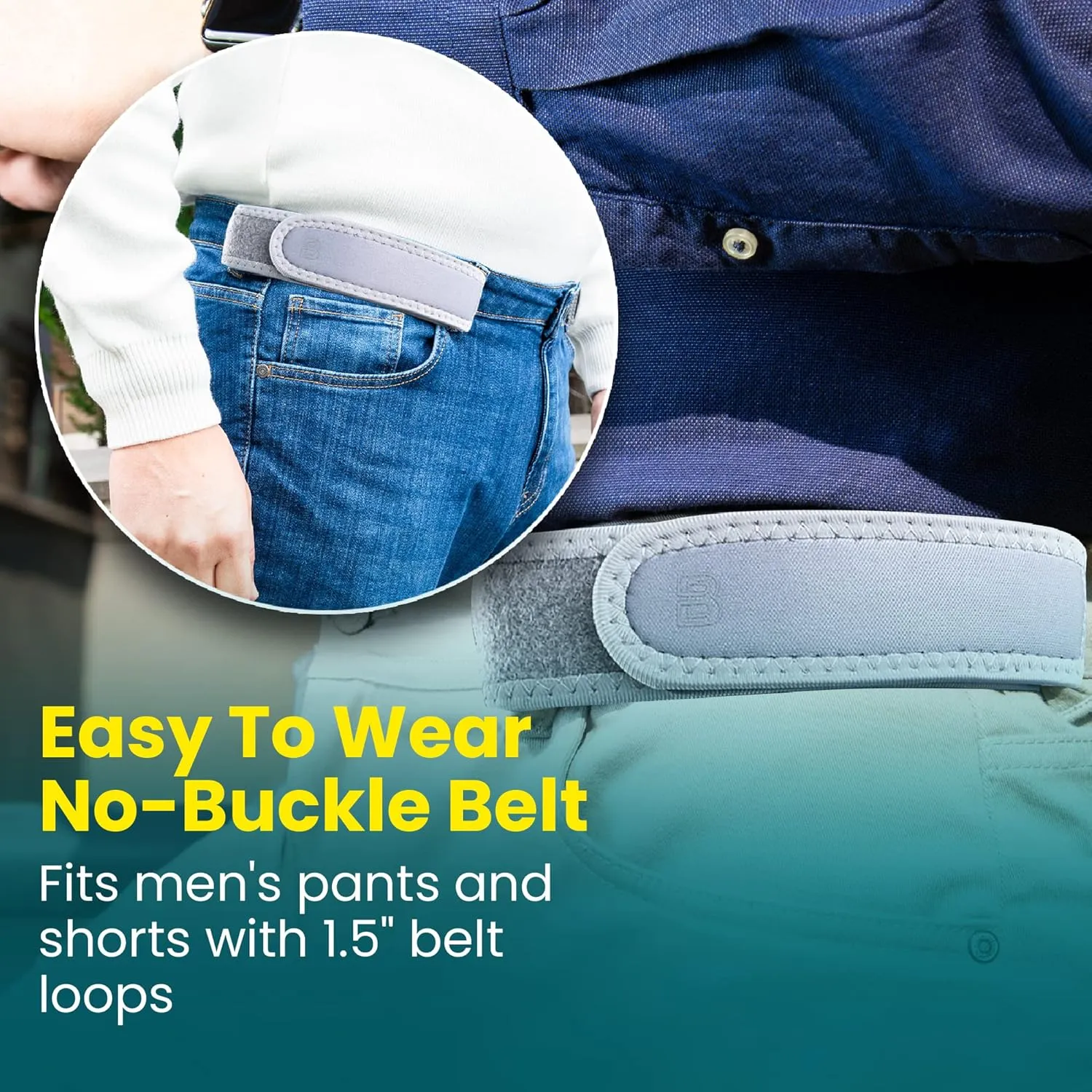 BeltBro Pro for Men and Women Elastic No Buckle Invisible Belt Patented Metal Free TSA Soft Adjustable Side Tactical Belt