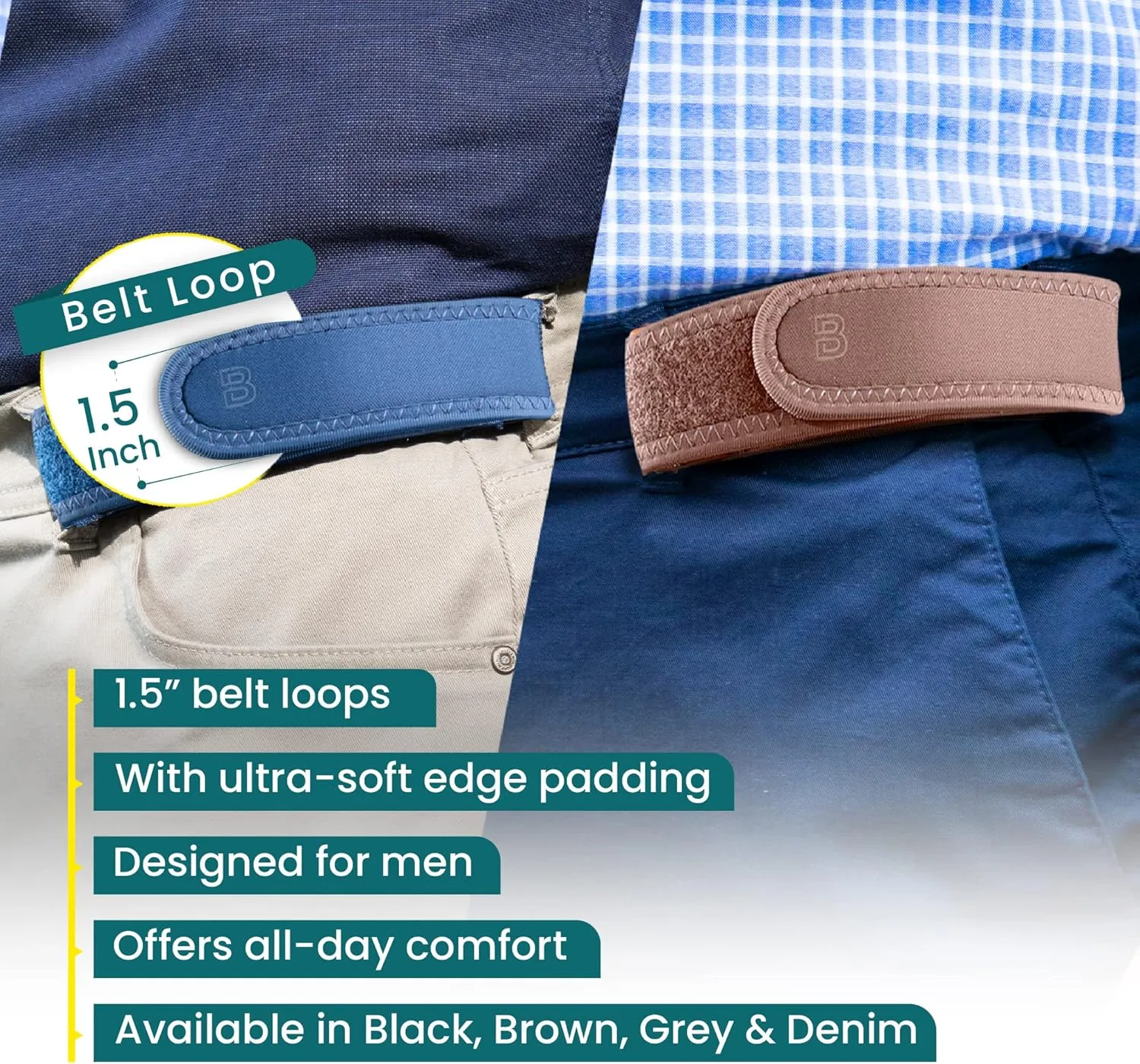 BeltBro Pro for Men and Women Elastic No Buckle Invisible Belt Patented Metal Free TSA Soft Adjustable Side Tactical Belt