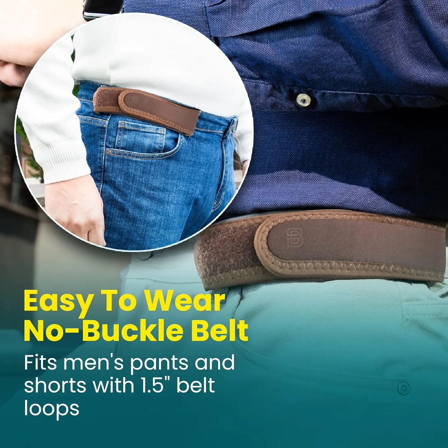 BeltBro Pro for Men and Women Elastic No Buckle Invisible Belt Patented Metal Free TSA Soft Adjustable Side Tactical Belt