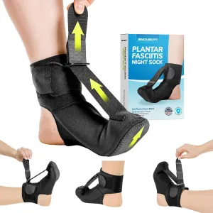 BraceAbility Plantar Fasciitis Night Splint Sock - Soft Plantar Fascia Brace for Sleeping, Achilles Tendonitis, Foot Drop, Heel Pain - Plantar Fasciitis Relief Night Splint for Women and Men (Large)