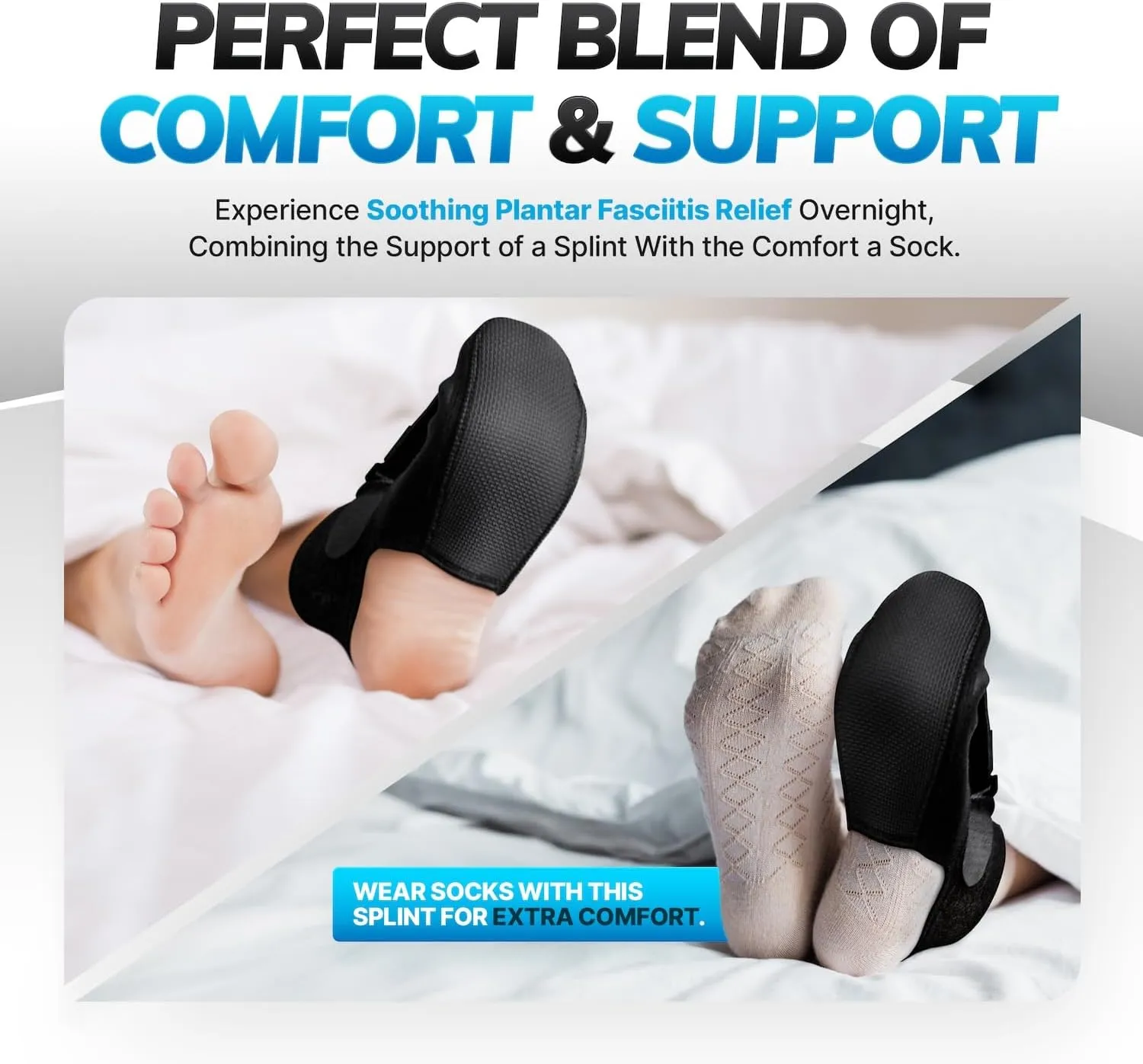 BraceAbility Plantar Fasciitis Night Splint Sock - Soft Plantar Fascia Brace for Sleeping, Achilles Tendonitis, Foot Drop, Heel Pain - Plantar Fasciitis Relief Night Splint for Women and Men (Large)
