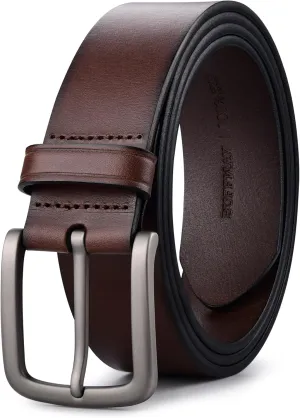 Buffway Men's Leather Belt,1.5" Handmade Top-Grain LeatherDurable,Comfortable,Suitable for Everyday Formal & Casual Wear