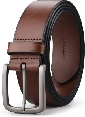 Buffway Men's Leather Belt,1.5" Handmade Top-Grain LeatherDurable,Comfortable,Suitable for Everyday Formal & Casual Wear
