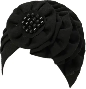 Chemo Turban Caps for Women - Bead Flower Solid Headwear Hats Pre Tied Headwraps for Cancer Patients