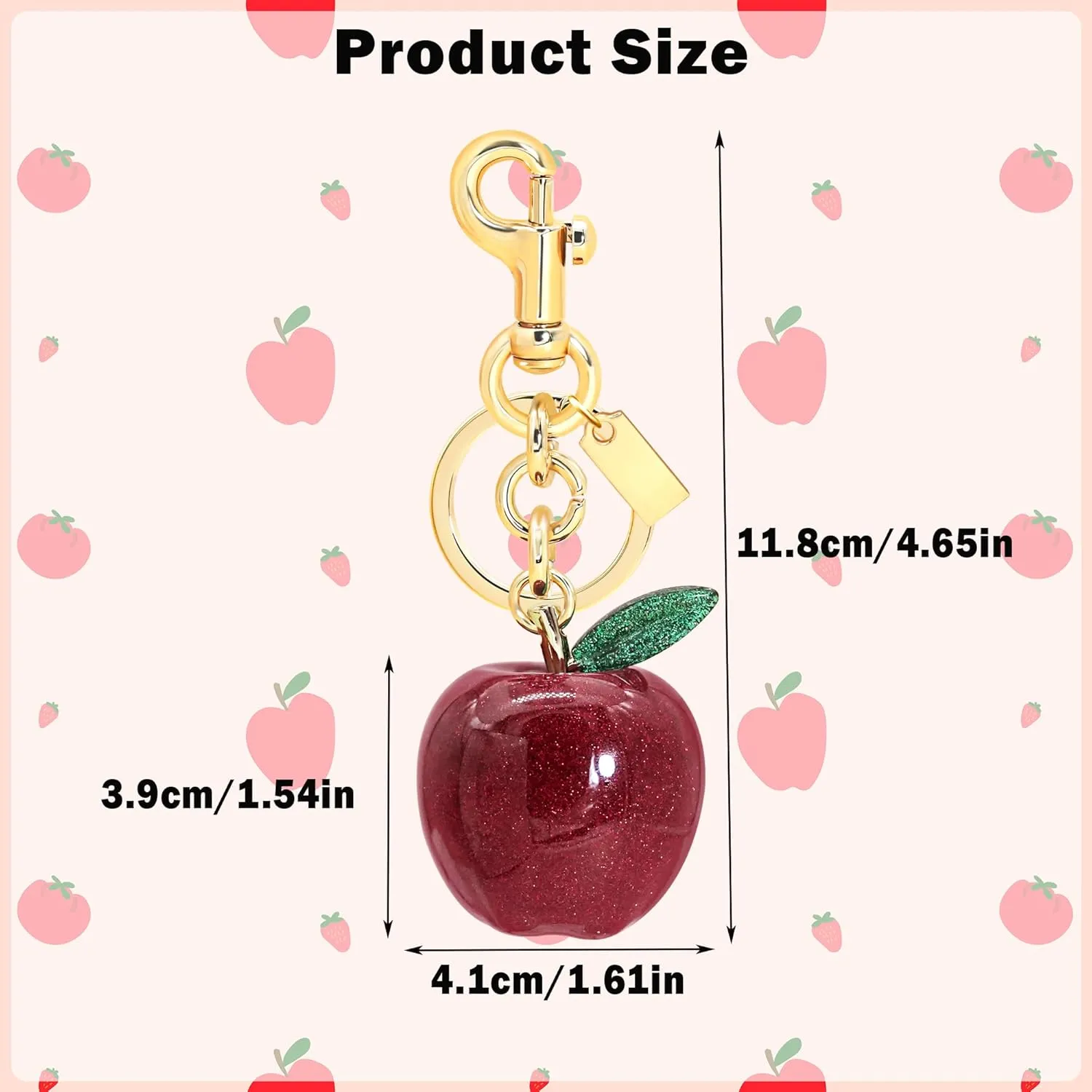 Cherry Keychain for Women Apple Strawberry Bag Charm Key Chain Accessories Gifts for Birthday Christmas