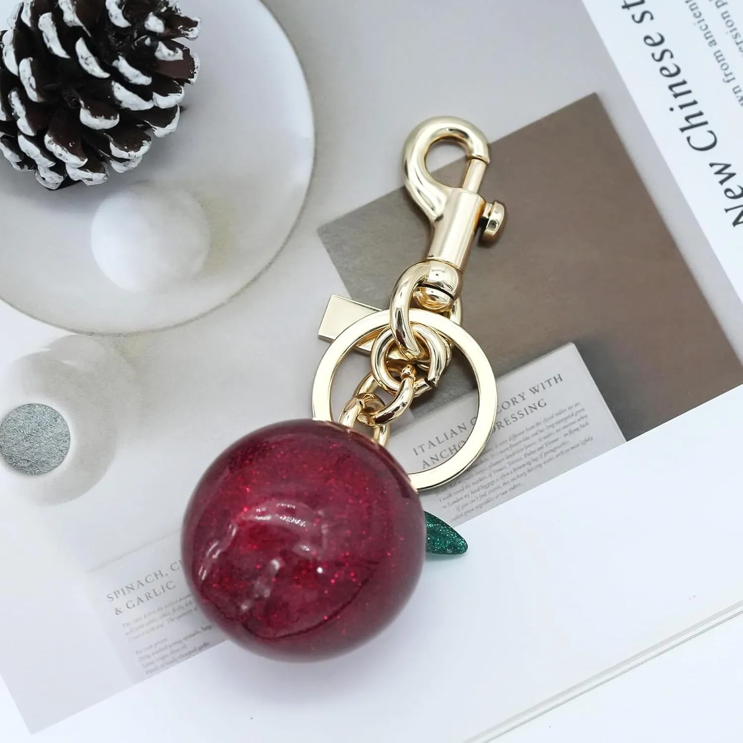 Cherry Keychain for Women Apple Strawberry Bag Charm Key Chain Accessories Gifts for Birthday Christmas