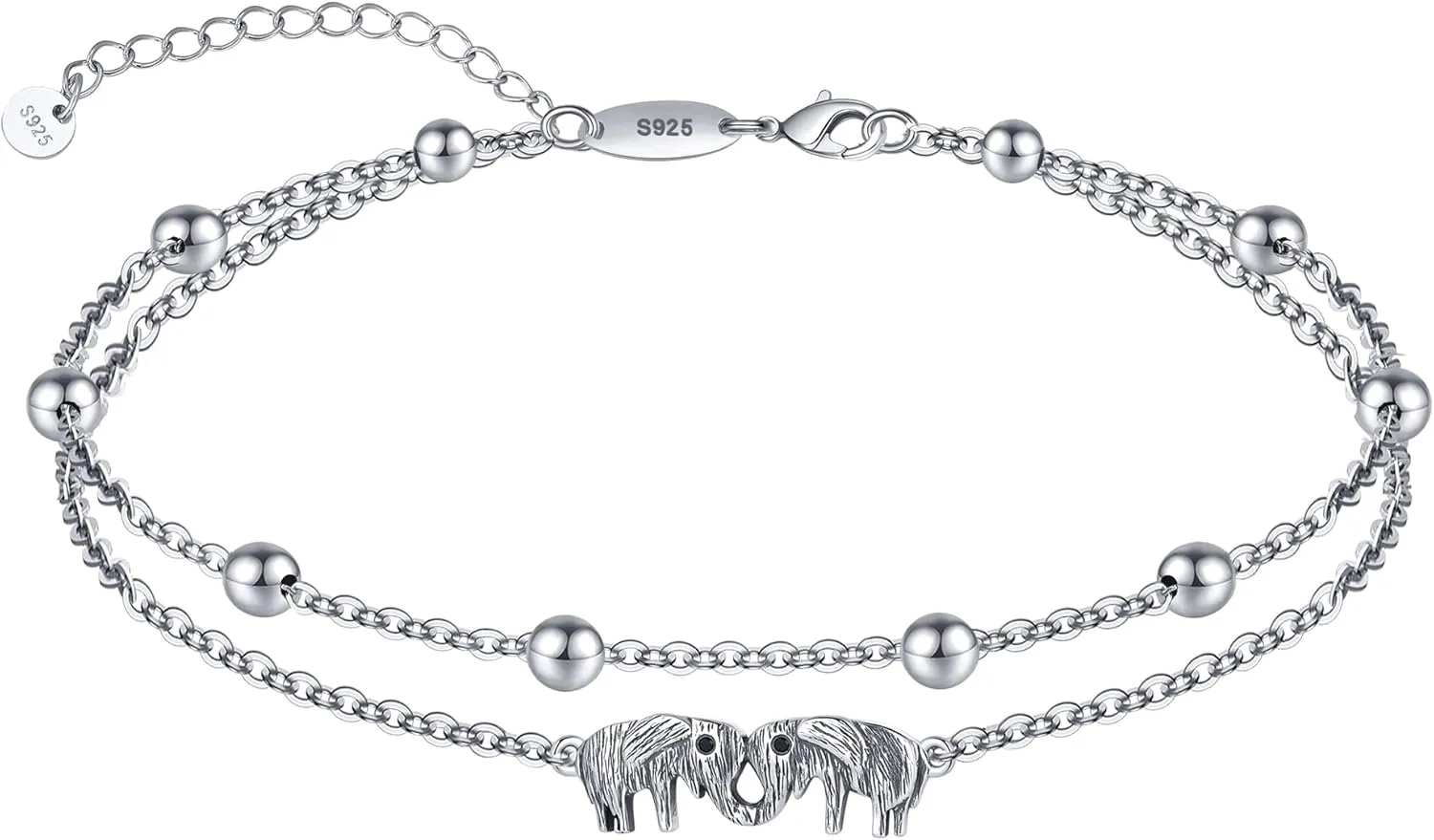 CHIC & ARTSY Women Anklets S925 Sterling Silver Cute Animal Layered Anklet Bracelet Adjustable Multilayer Beach Anklet Bracelet Summer Foot Jewelry Cable Chain 10-11 Inches