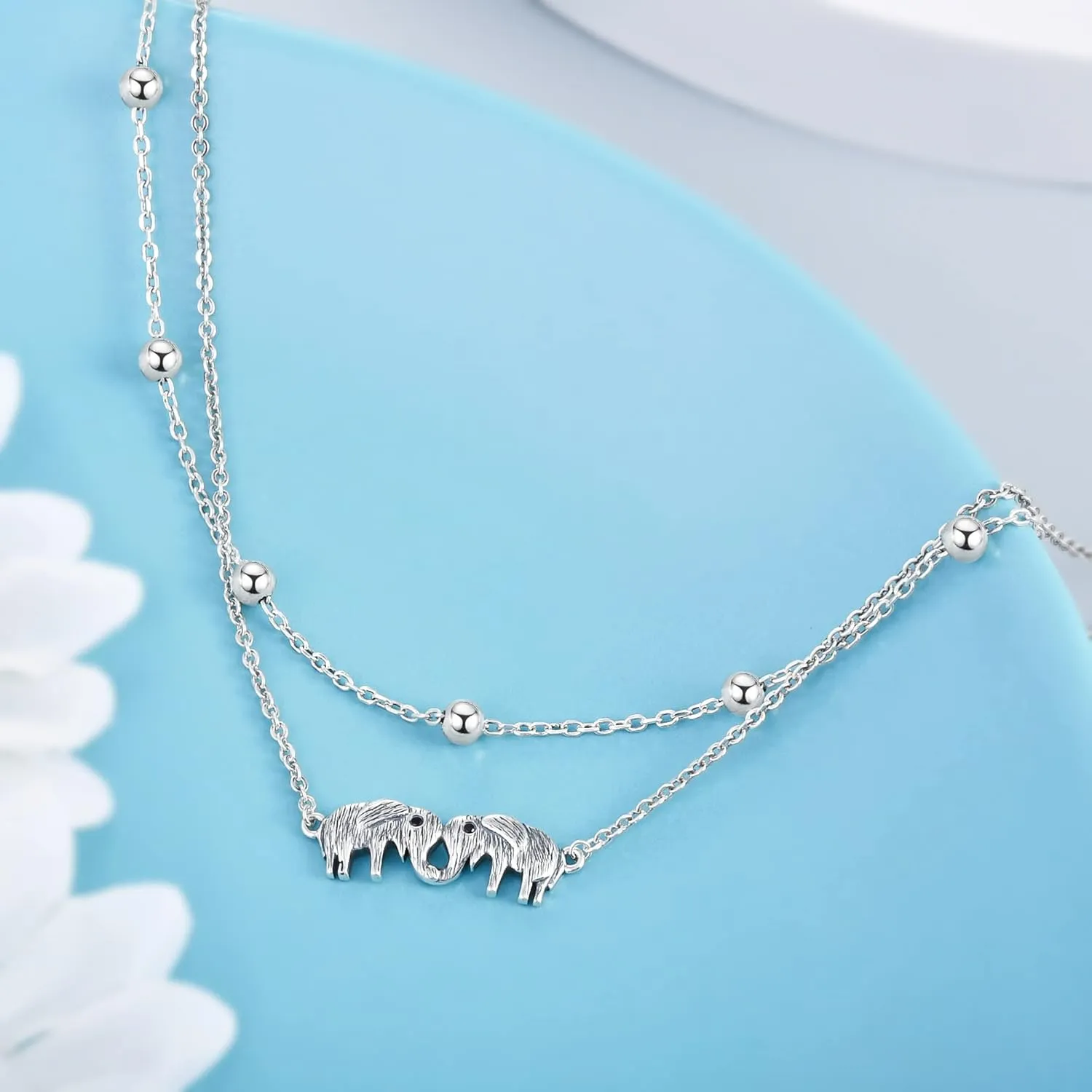CHIC & ARTSY Women Anklets S925 Sterling Silver Cute Animal Layered Anklet Bracelet Adjustable Multilayer Beach Anklet Bracelet Summer Foot Jewelry Cable Chain 10-11 Inches