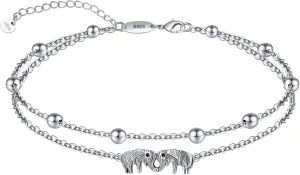 CHIC & ARTSY Women Anklets S925 Sterling Silver Cute Animal Layered Anklet Bracelet Adjustable Multilayer Beach Anklet Bracelet Summer Foot Jewelry Cable Chain 10-11 Inches