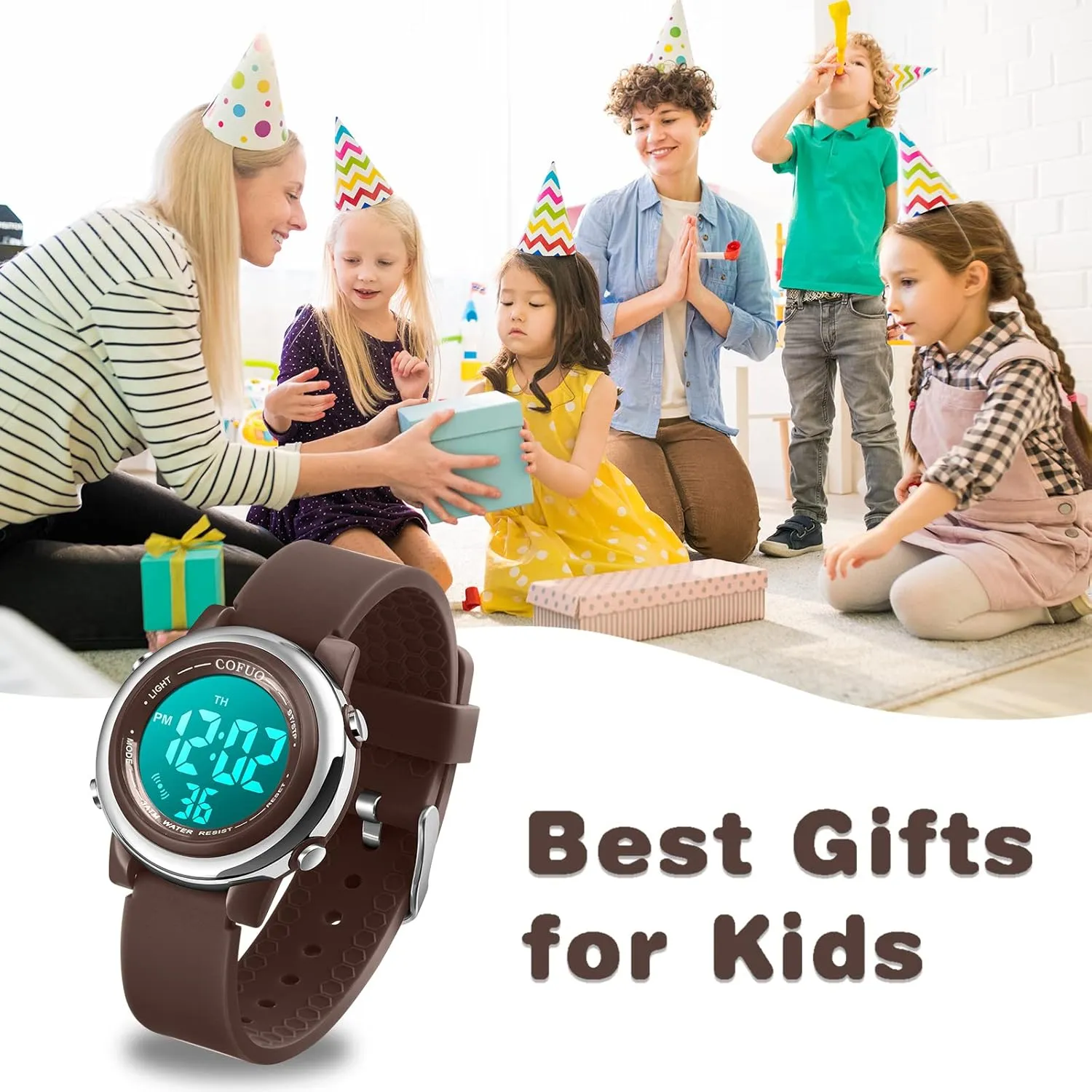 cofuo Kids Digital Sport Waterproof Watch for Girls Boys, Kid Sports Outdoor LED Electrical Watches with Luminous Alarm Stopwatch Child Wristwatch