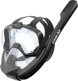 COOLOO Full Face Snorkel Mask, Snorkeling Gear for Adults & Youth, Side Snorkel Design-Safer Breathing System, 180 Degree Panoramic View Snorkel Set, Anti-Fog Anti-Leak