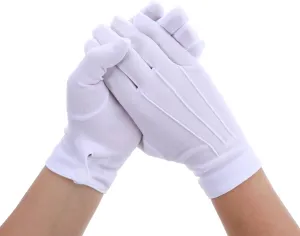 Cotton Gloves Men, Women Formal Cloth Gloves with Snap Cuff Uniform Gloves for Marching Band Tuxedo Guard Gloves