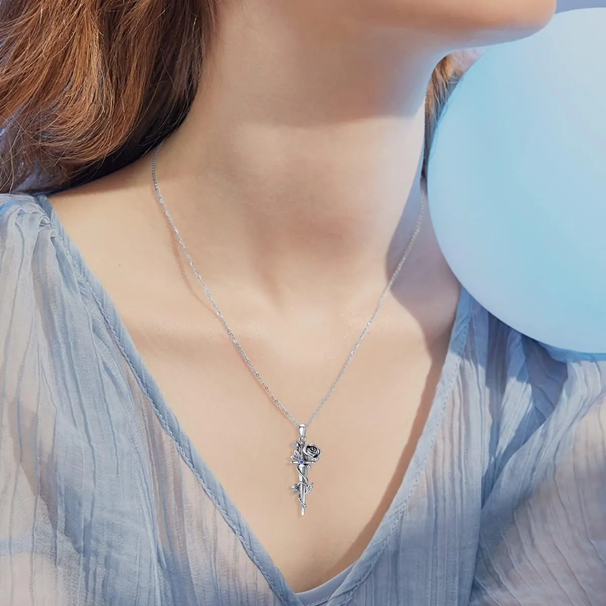 Cross Sword Necklace 925 Sterling Silver Moon Phase/Snake/Celtic Knot Pendant Cross Sword Jewelry for Women Men