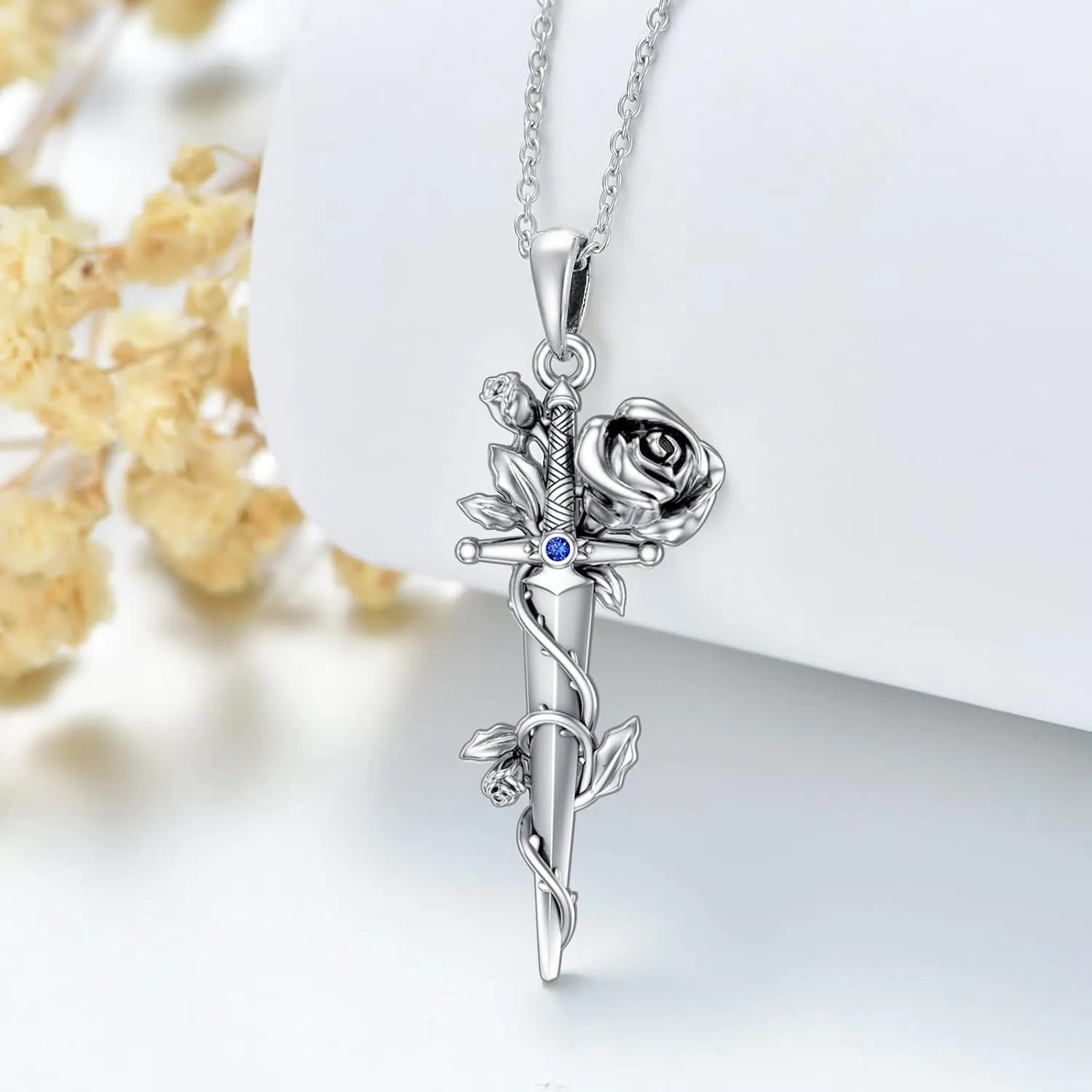 Cross Sword Necklace 925 Sterling Silver Moon Phase/Snake/Celtic Knot Pendant Cross Sword Jewelry for Women Men